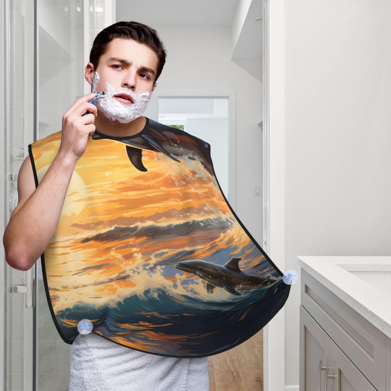 Amazon.com: UOYO Sunset Ocean Dolphin Beard Bib Apron for Men Sea